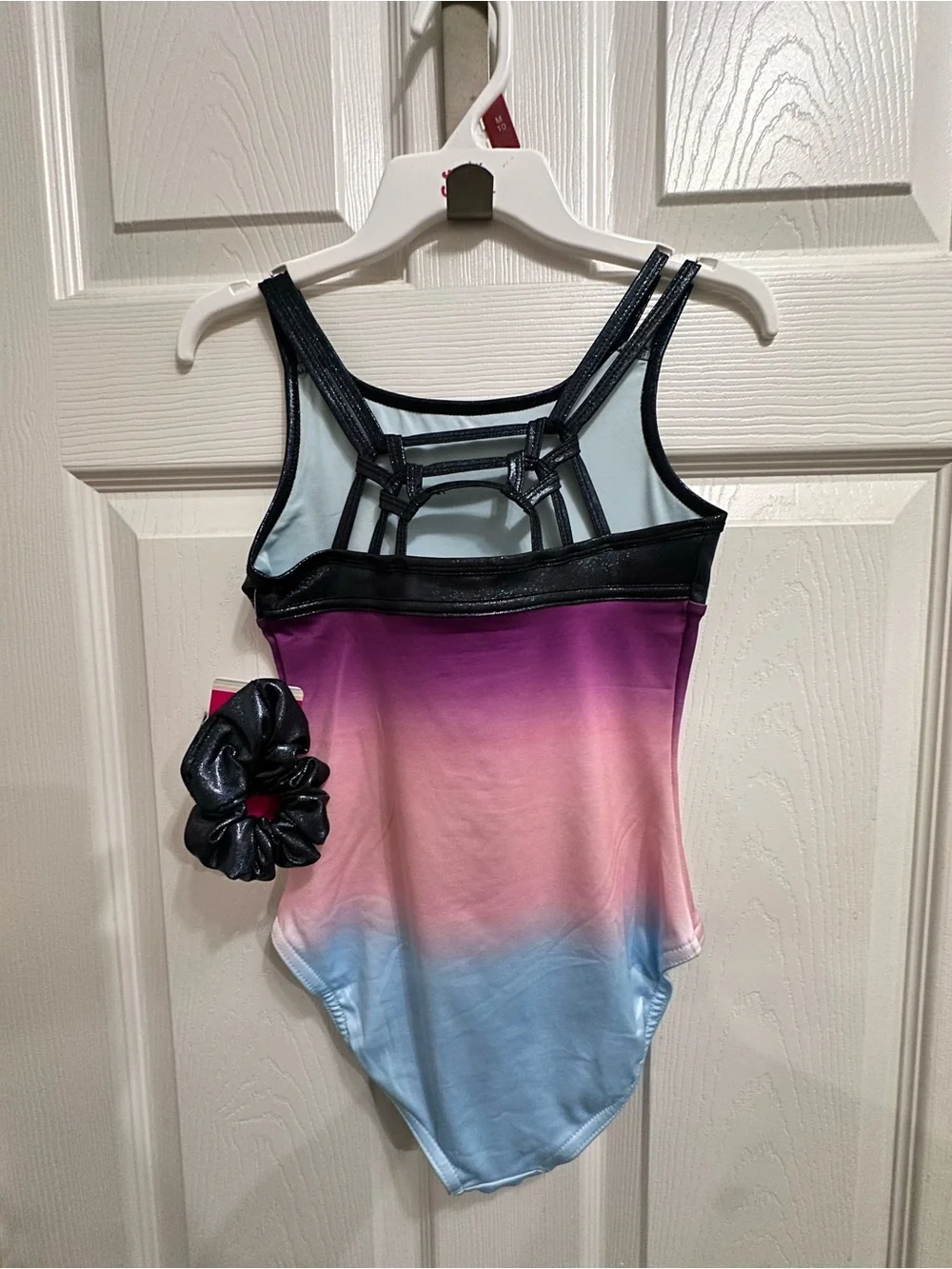 Justice Girls Ombre Macrame Back Dance and Gymnastics Leotard with Scrunchie